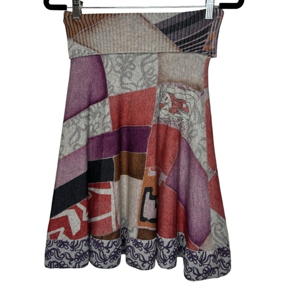 Etro Art Deco Wool Cashmere Silk Skirt IT44 US 8